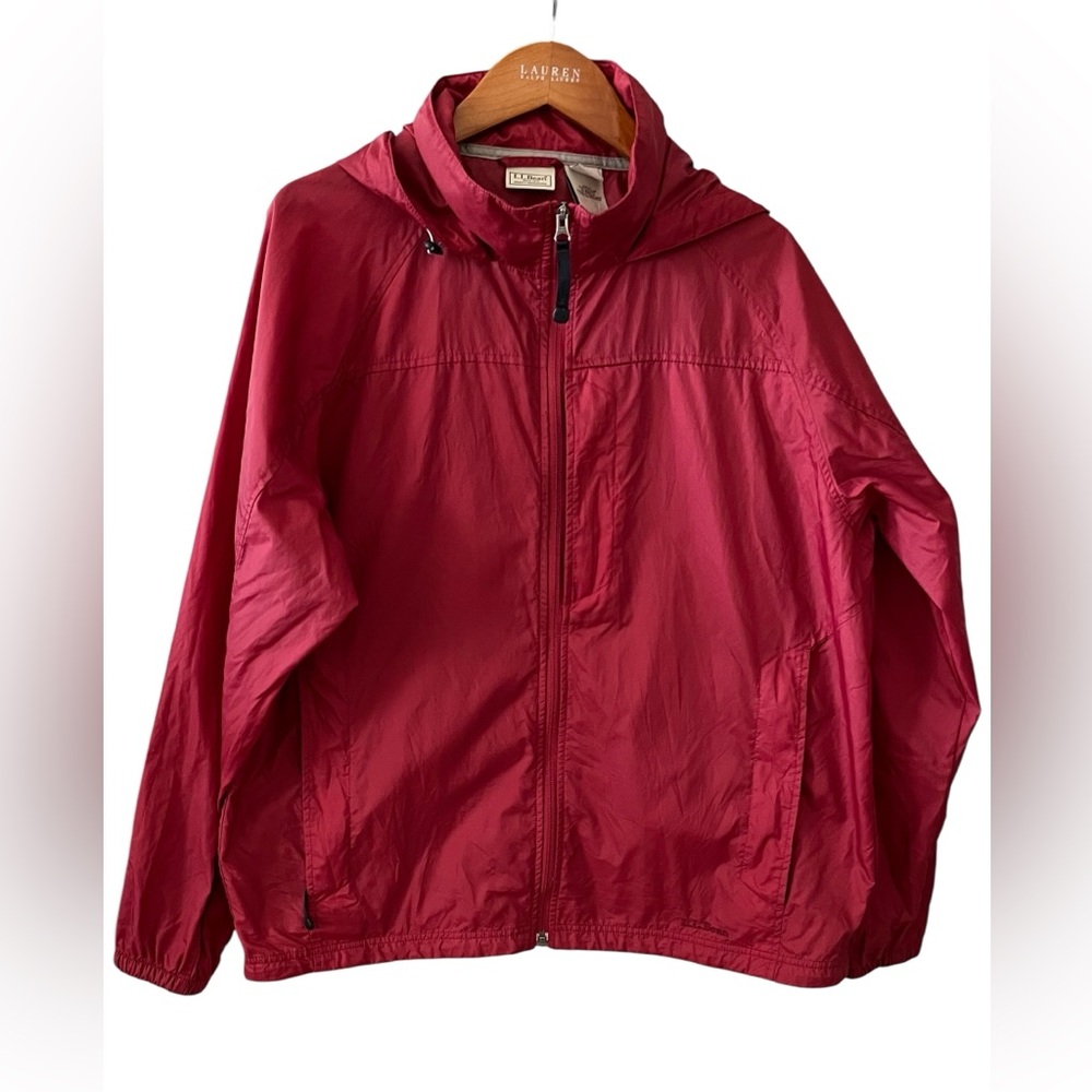 L.L. Bean‎ Men’s Stowaway Windbreaker Jacket Red Nylon Size Large